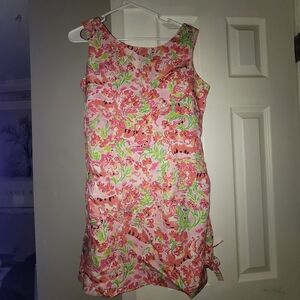 Lilly Pulitzer Delia Shift Dress Call Me Kitty pink tiger floral size 12
